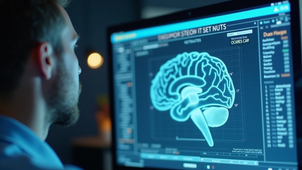 Close-up view of a computer screen displaying cognitive test results