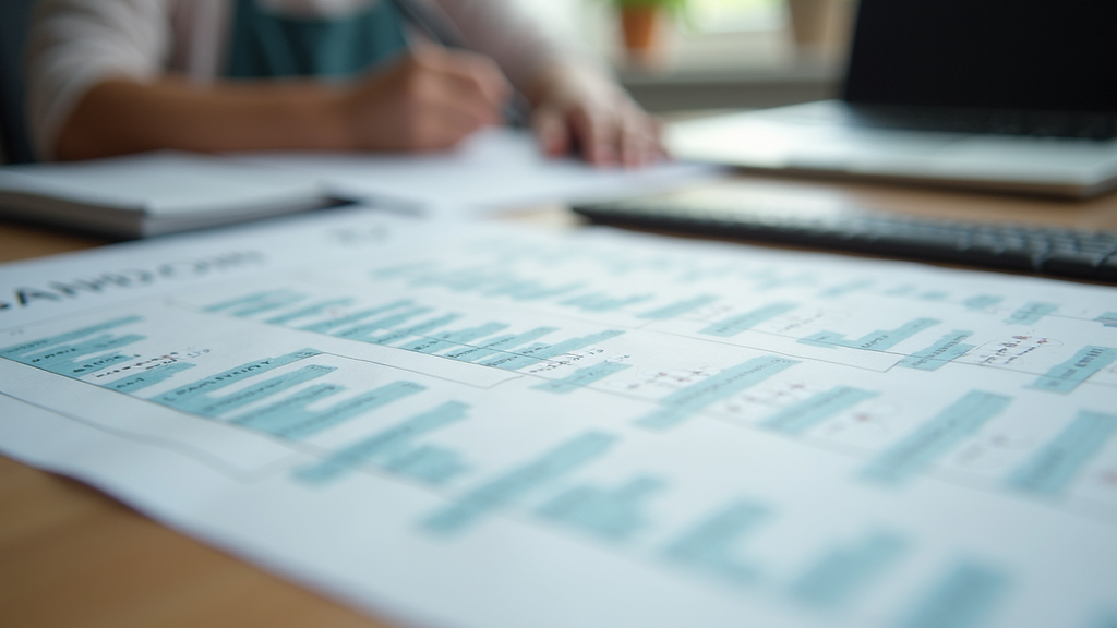 Close-up view of standardized ADHD rating scales and questionnaires on a desk